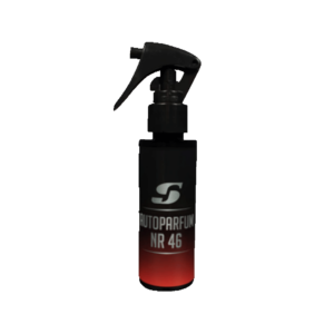Autoparfum in een zwarte sprayflacon