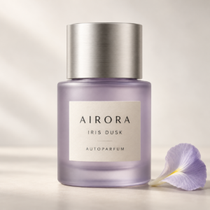 Airora Iris Dusk – Autoparfum – AI-verpakkingsconcept