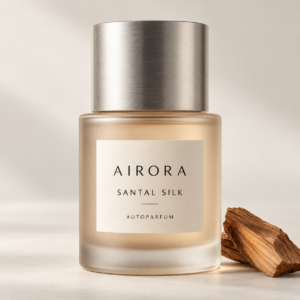 Airora Santal Silk – Autoparfum – AI-verpakkingsconcept